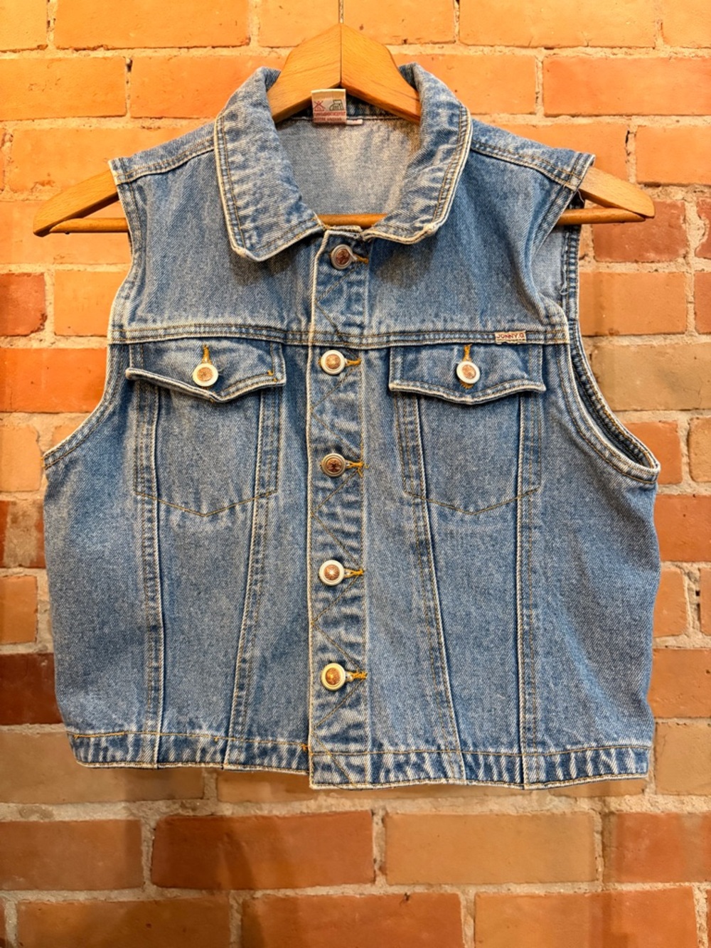 Vintage 90’s Style Johnny Q Classic Light Wash Denim Vest